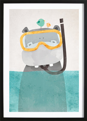 Wallified - Snorkel Nijlpaardje Poster - Wallified - Kinderen - Poster