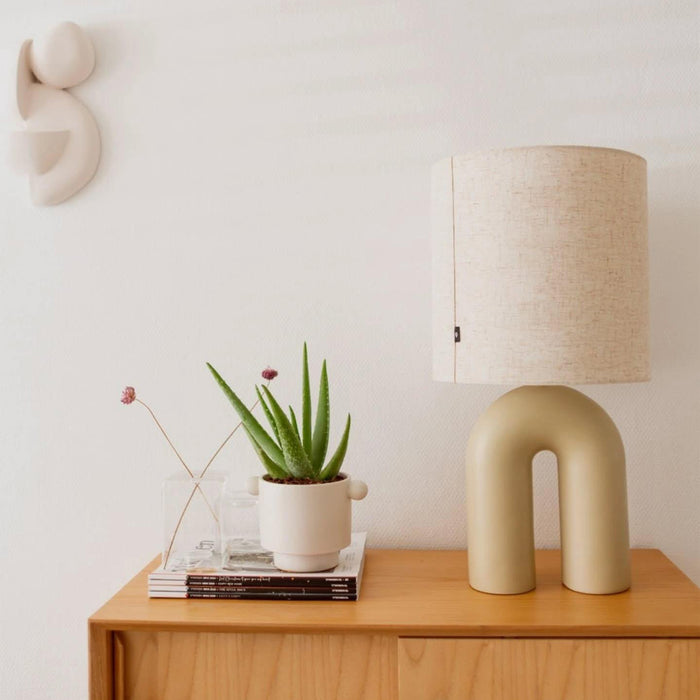 QAZQA Scandinavische tafellamp beige met linnen kap beige - Lotti