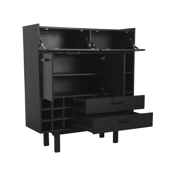 LABEL51 - Hoge Kast Cali - Zwart Eiken - Zwart Metaal