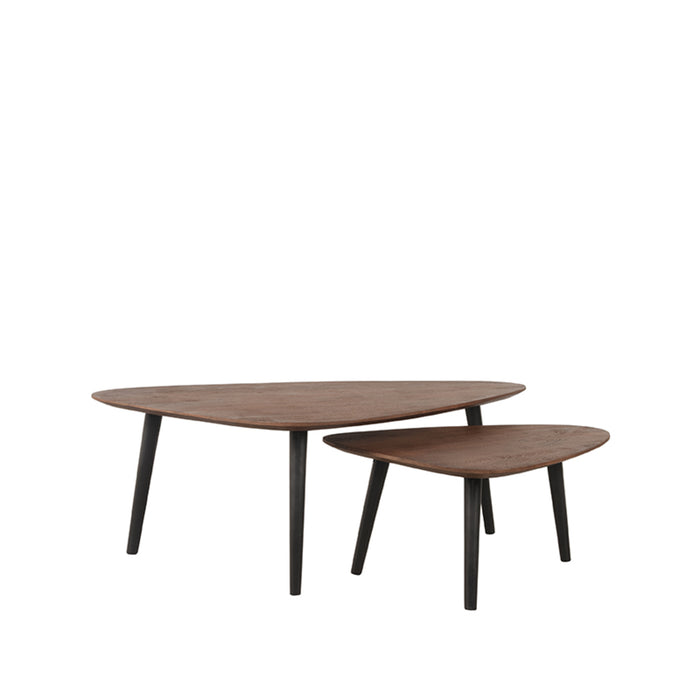 LABEL51 - Salontafel Set Rock - Espresso Mangohout - Zwart Metaal
