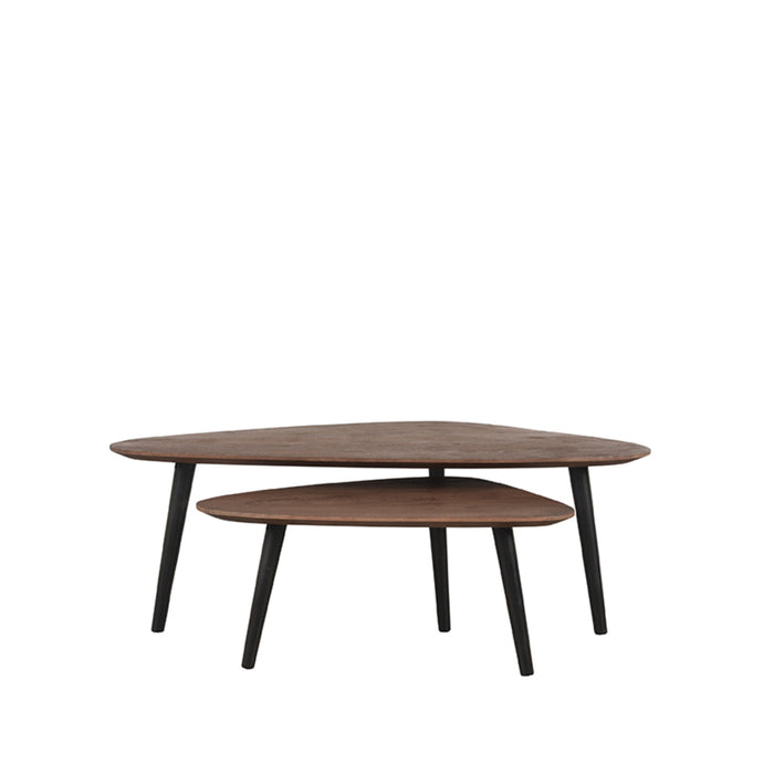 LABEL51 - Salontafel Set Rock - Espresso Mangohout - Zwart Metaal