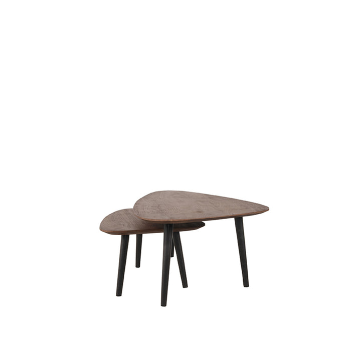 LABEL51 - Salontafel Set Rock - Espresso Mangohout - Zwart Metaal