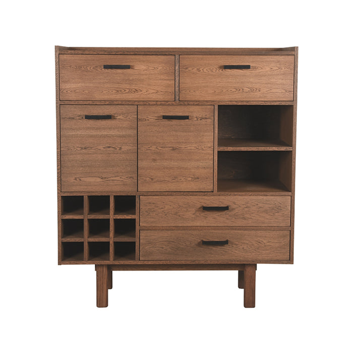 LABEL51 - Hoge Kast Cali - Smoked Eiken - Zwart Metaal