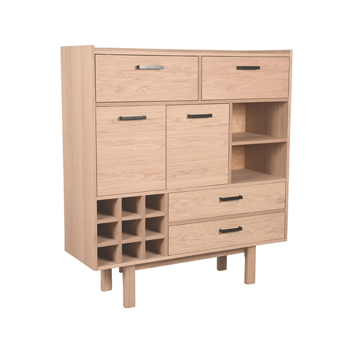 LABEL51 - Hoge Kast Cali - Naturel Eiken - Zwart Metaal