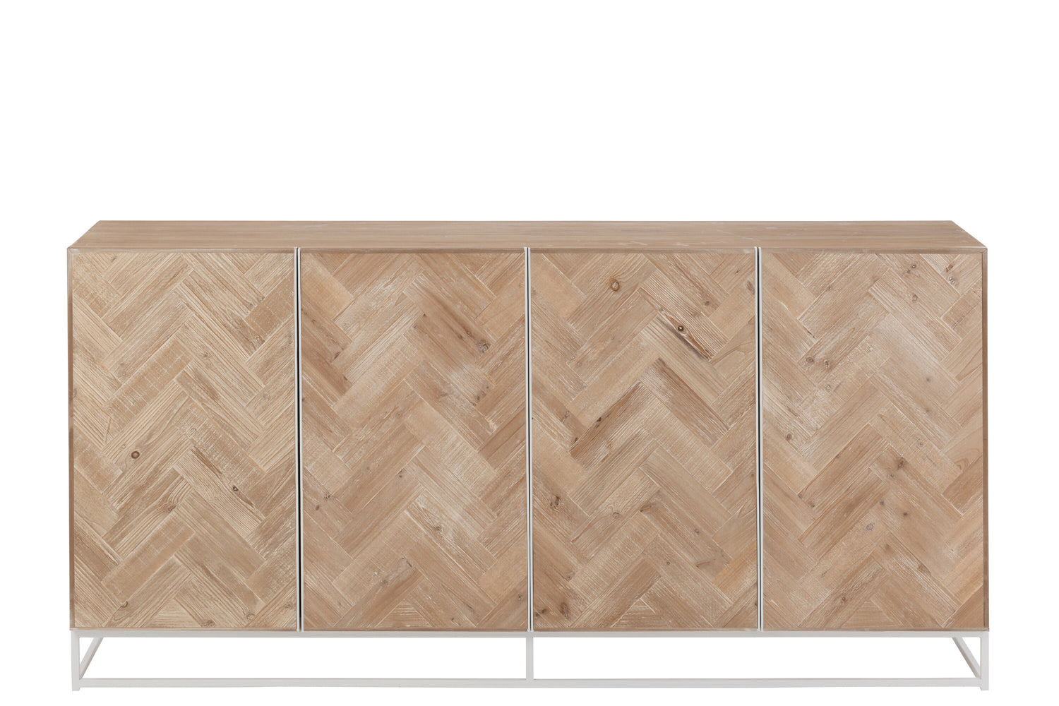 J-line - Dressoir 4 Deuren Hout|metaal Naturel|wit - 180x42x86cm