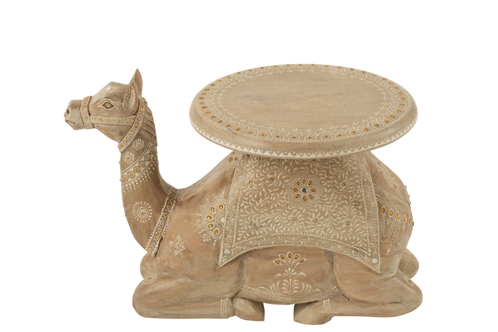 J-Line bijzettafel Kameel - hout - naturel|wit