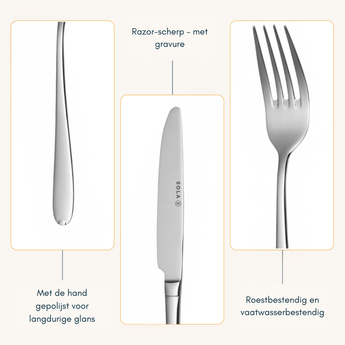 Sola Bestekset Fleurie - 18|10 RVS - 70 delig | 8 personen
