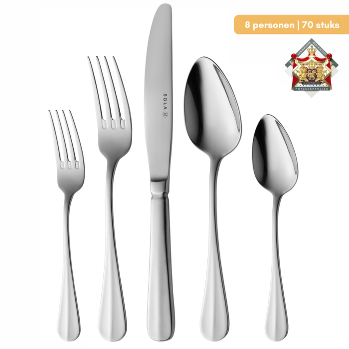 Sola Bestekset Hollands Glad - 18|10 RVS - 70 delig | 8 personen