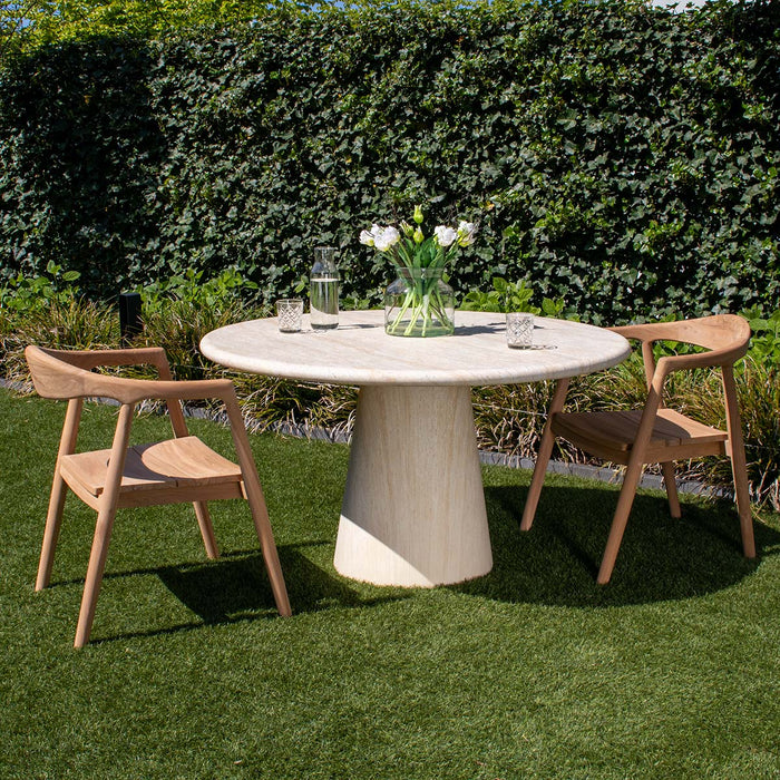 DÉJA Living - Tuintafel Travertin - Rond - 130x130x76cm - Brunn