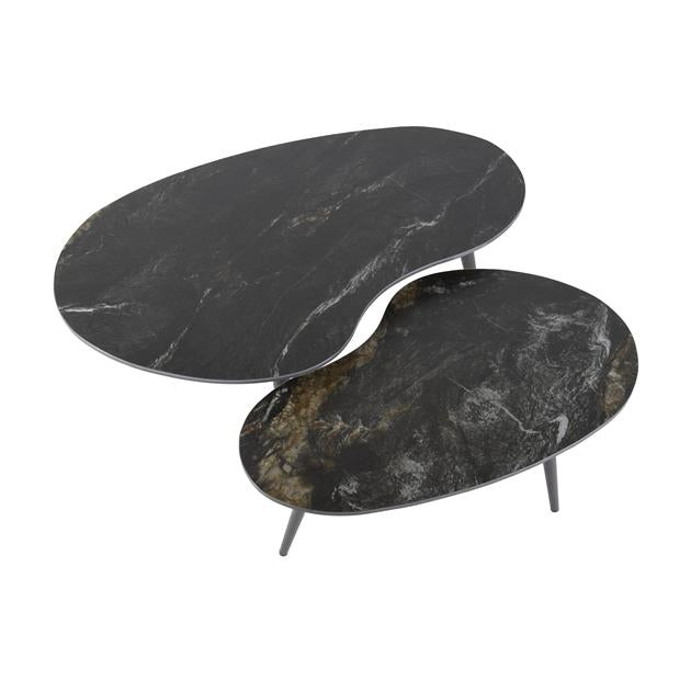 Hoyz Collection - Salontafel Set-2 Niervormig Fossil - Keramiek Zwart