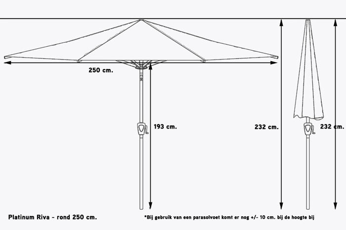 Platinum Riva parasol 2,5 m. Ecru