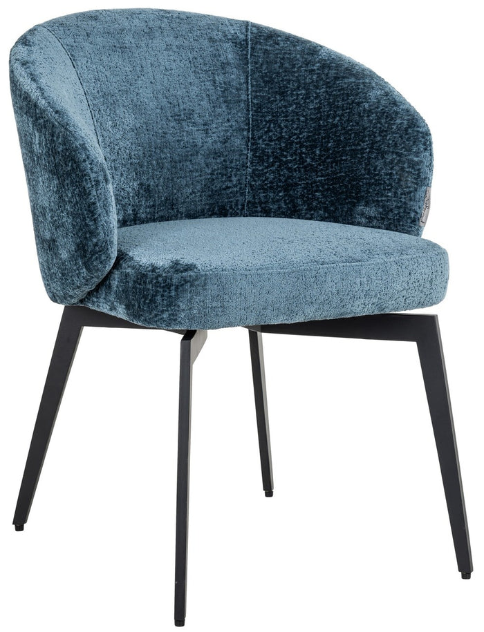 Richmond Interiors Amphara Blauw Chenille Eetkamerstoel