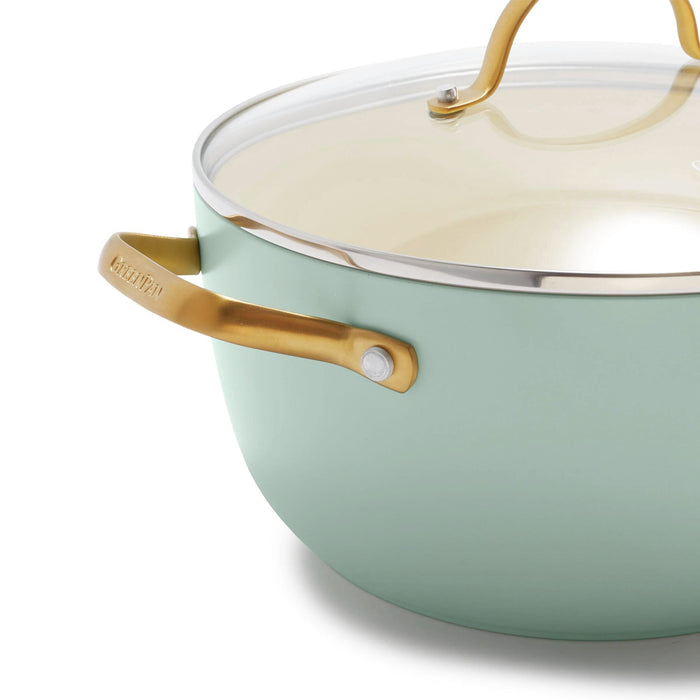 GreenPan Padova Mint Green Keramische Inductie Pannenset 10-delig - PFAS-vrij - Inductie pannenset - Inductie hapjespan - Inductie koekenpan - Ovenbestendig tot 200°C - Vaatwasserbestendig - RVS handgrepen - Met deksels - Muntgroen