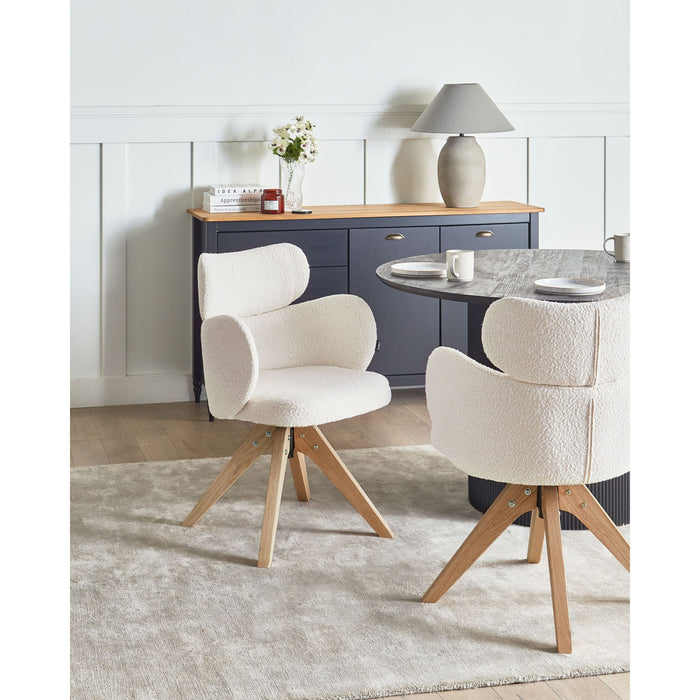 Beliani - MARCY - Eetkamerstoel - Lichtbeige - Bouclé