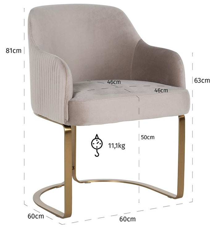 Richmond Interiors Hadley Velvet Khaki Eetkamerstoel