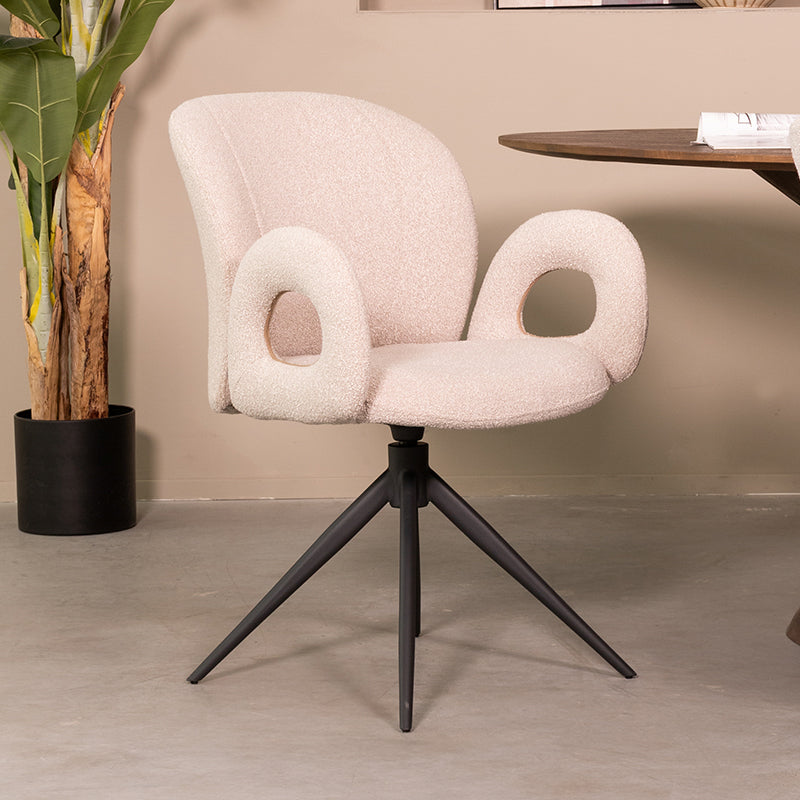 LABEL51 - Eetkamerstoel Neo - Naturel Boucle - Zwart Metaal