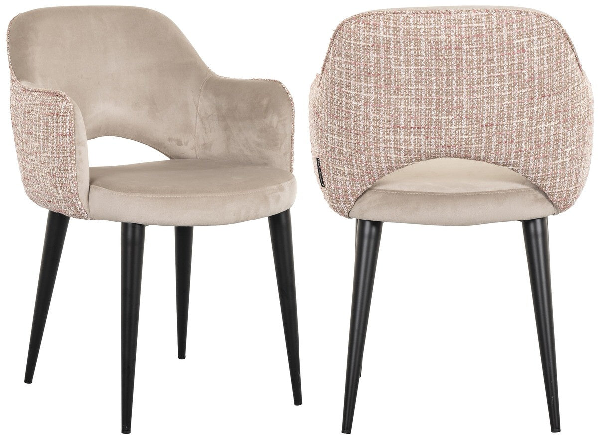 Richmond Interiors Giovanna Trendy Roze | Khaki Velvet Eetkamerstoel
