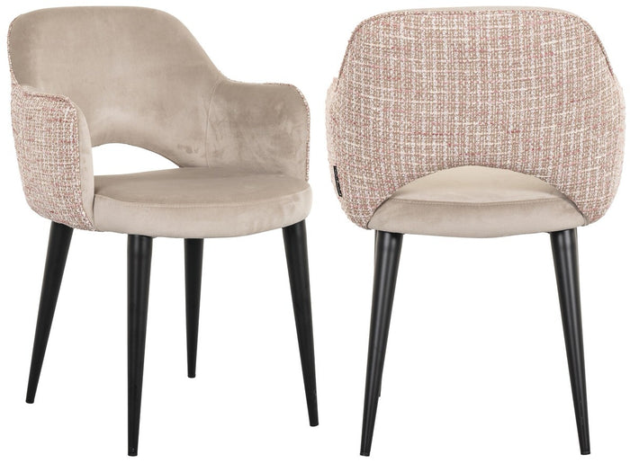 Richmond Interiors Giovanna Trendy Roze | Khaki Velvet Eetkamerstoel