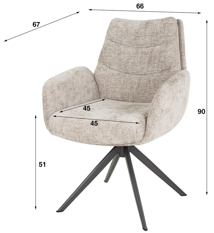 Davidi Design Lounge Renegade Draaistoel Zand set van 2