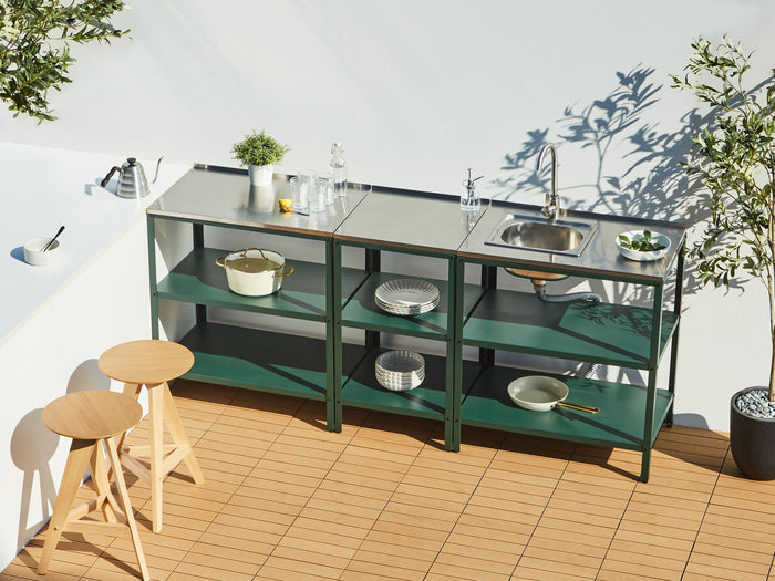 Beliani - VILAMA - Buitenkeuken eiland - Groen - Staal