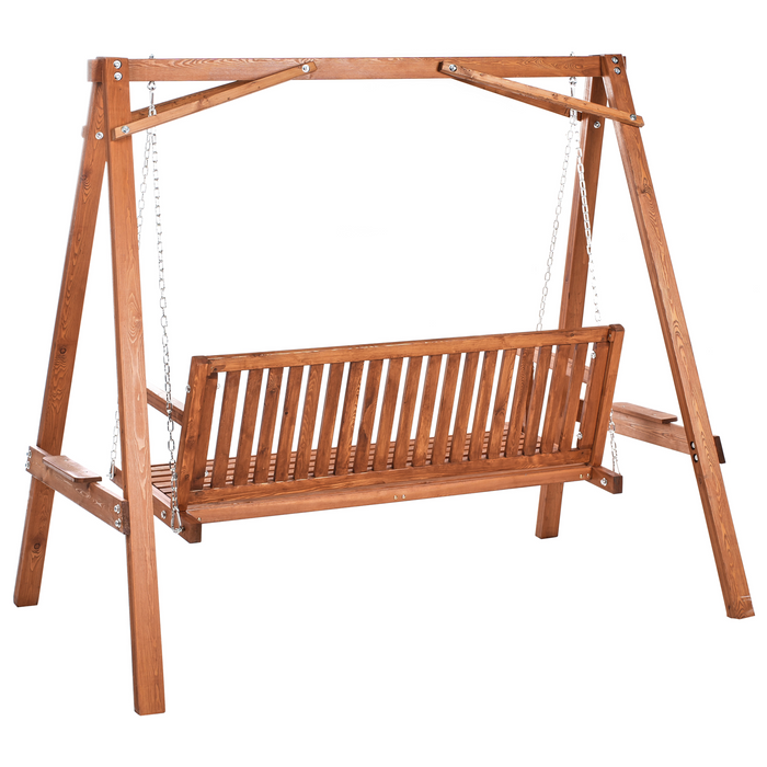 Beliani - FICARELLA - Schommelbank - Bruin - Larikshout