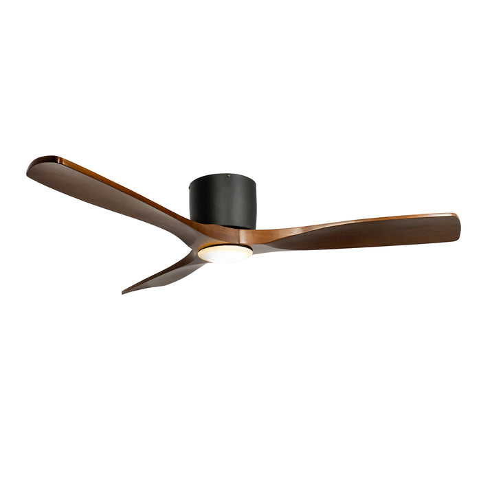 QAZQA Plafondventilator zwart met hout 131.5cm incl. LED dimbaar met