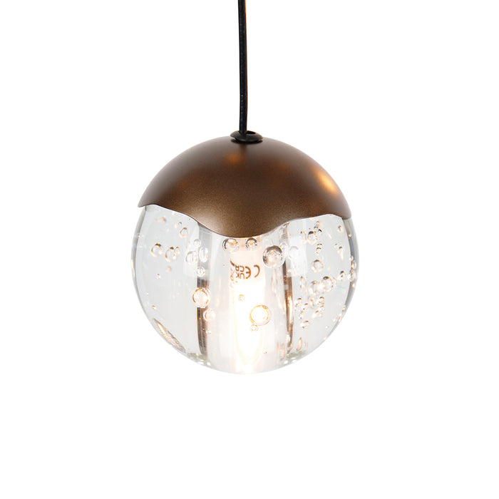 QAZQA Design hanglamp donker brons met helder glas 12-lichts - Inge