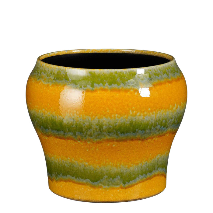 Mica Decorations Bloempot Troy - 29x29x24 cm - Keramiek - Geel