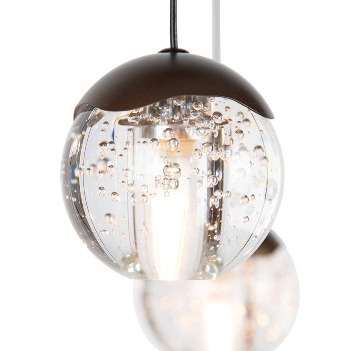 QAZQA Design hanglamp donker brons met helder glas 12-lichts - Inge