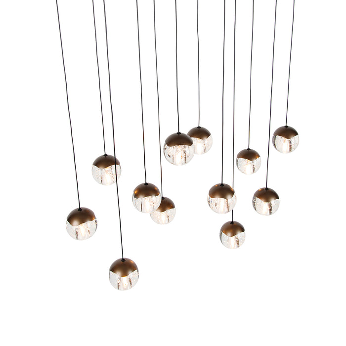 QAZQA Design hanglamp donker brons met helder glas 12-lichts - Inge