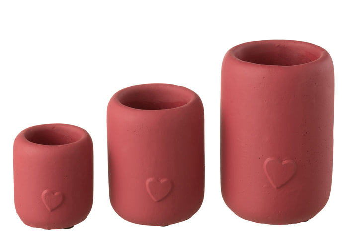 J-Line Bloempot Hart Hoog Cement Rood Large