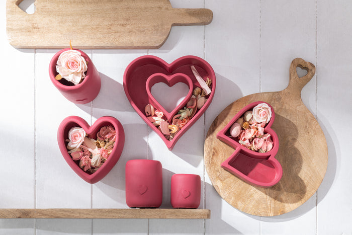 J-Line Bloempot Hart Hoog Cement Rood Large