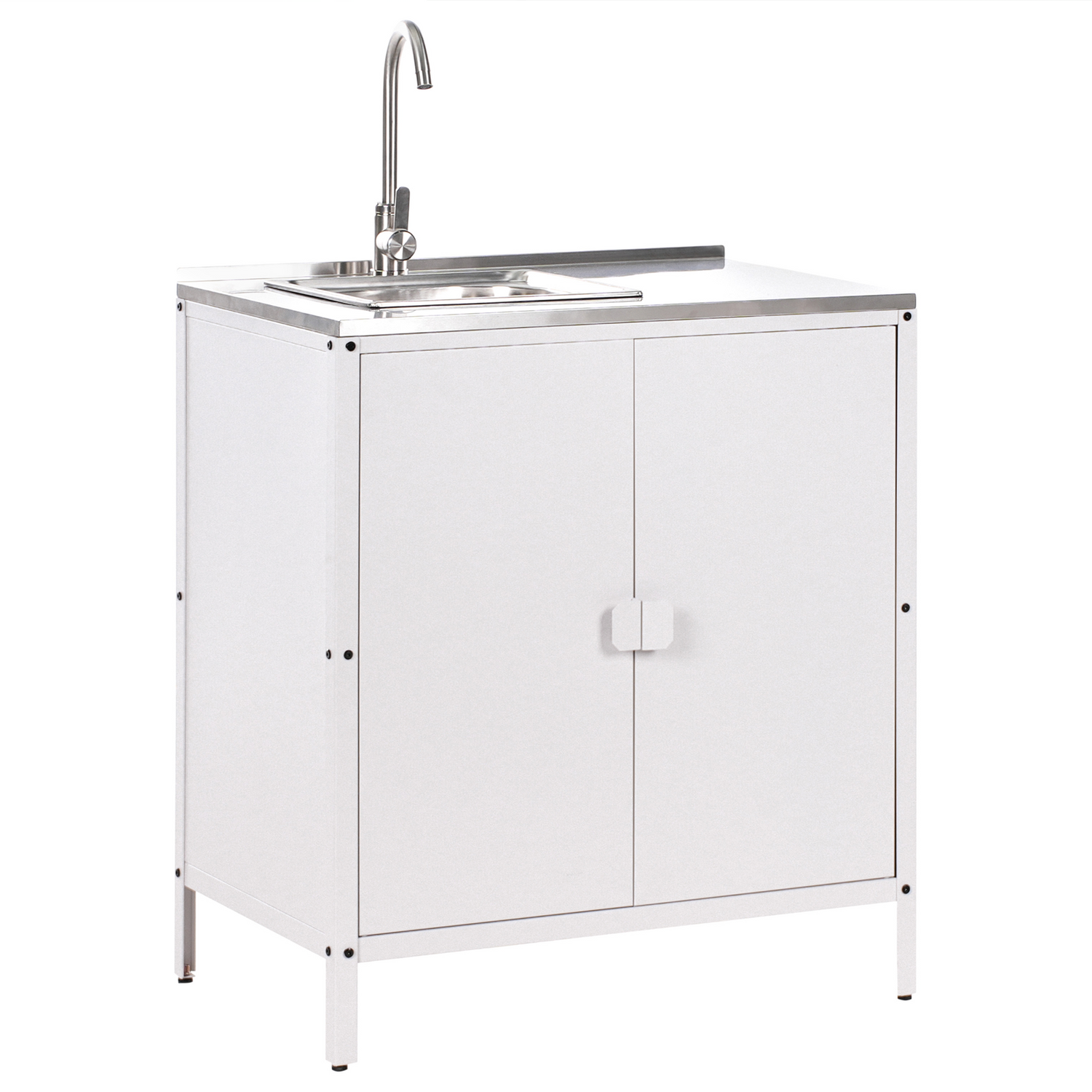 Beliani - VILAMA - Buitenkeukenkast met spoelbak - Wit - Staal