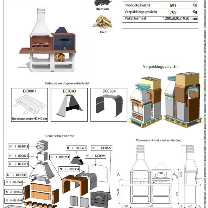 Sarom Fuoco - Betonnen barbecue - Pizzaoven - Portofino