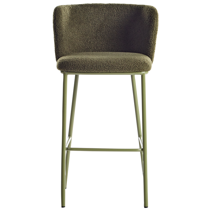 Beliani - MINA II - Barkruk set van 2 - Donkergroen - Bouclé