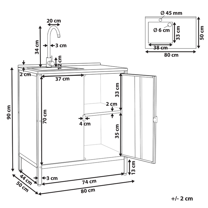 Beliani - VILAMA - Buitenkeukenkast met spoelbak - Wit - Staal