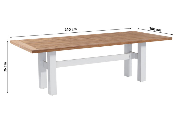 Hartman Heron dining tuintafel 240x100 cm. - Wit|Teak
