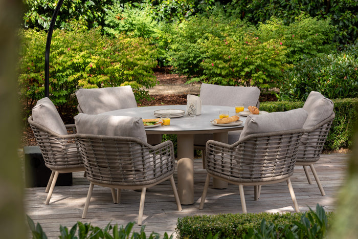 Taste Donato low dining tuintafel Ø160 cm. - Latte