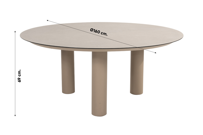 Taste Donato low dining tuintafel Ø160 cm. - Latte