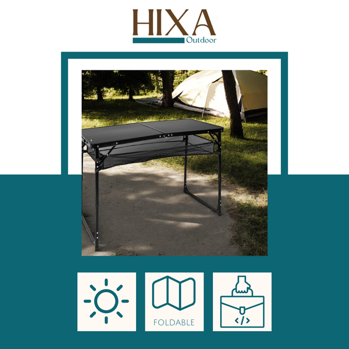 HIXA Campingtafel Vouwtafel Inklapbare tafel Strandtafel Zwart Vers...