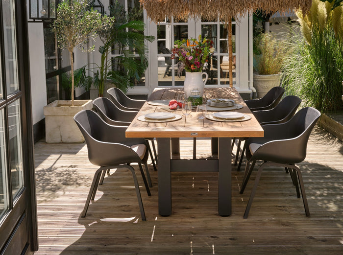 Hartman Heron dining tuintafel 240x100 cm. - Zwart|Teak