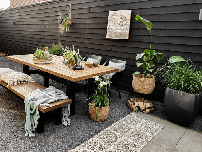 Hartman Heron dining tuintafel 240x100 cm. - Zwart|Teak