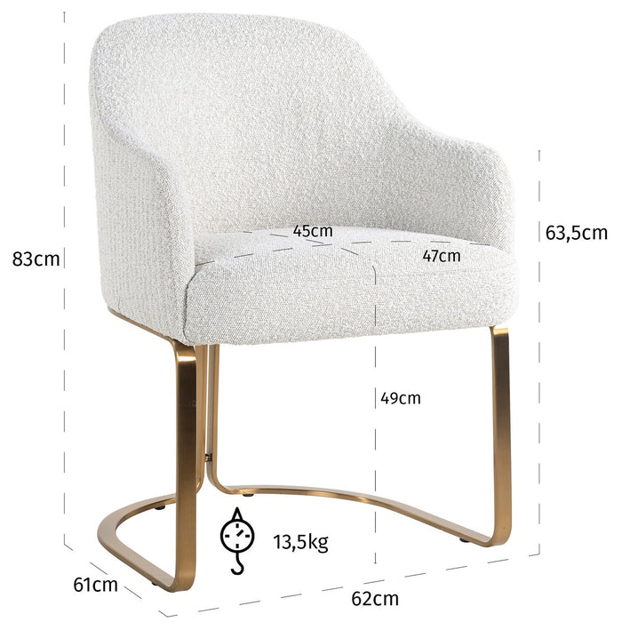 Richmond Interiors Hadley Wit Bouclé Eetkamerstoel