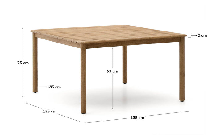 Tuintafel Sori, 135 x 135 cm