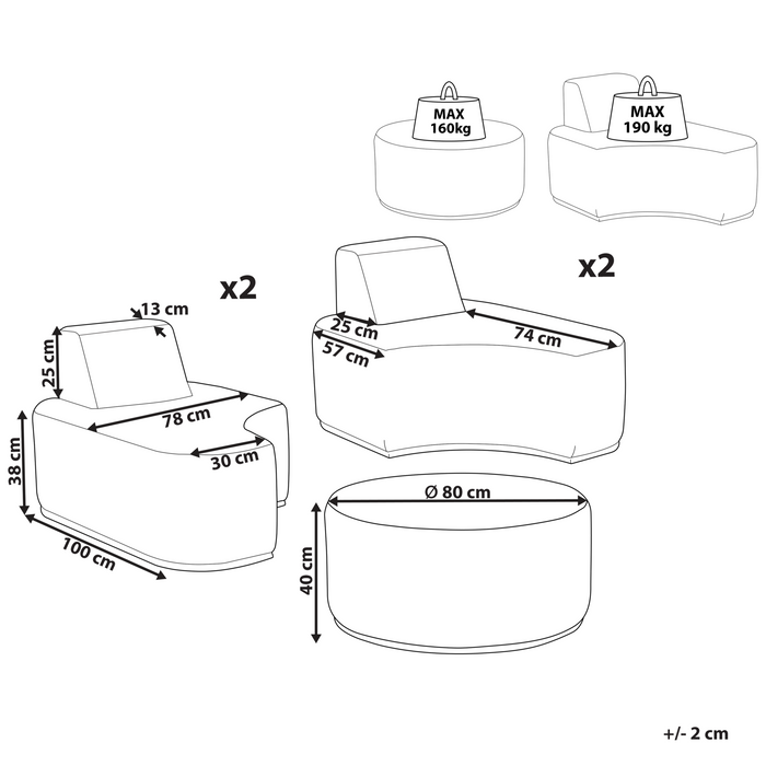 Beliani - FABRO - Loungeset voor 4 - Beige - Polyester
