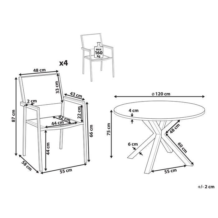 Beliani-MALETTO|GROSSETO-Tuinset 4-zits-Zwart-Aluminium|Rotan|Glas