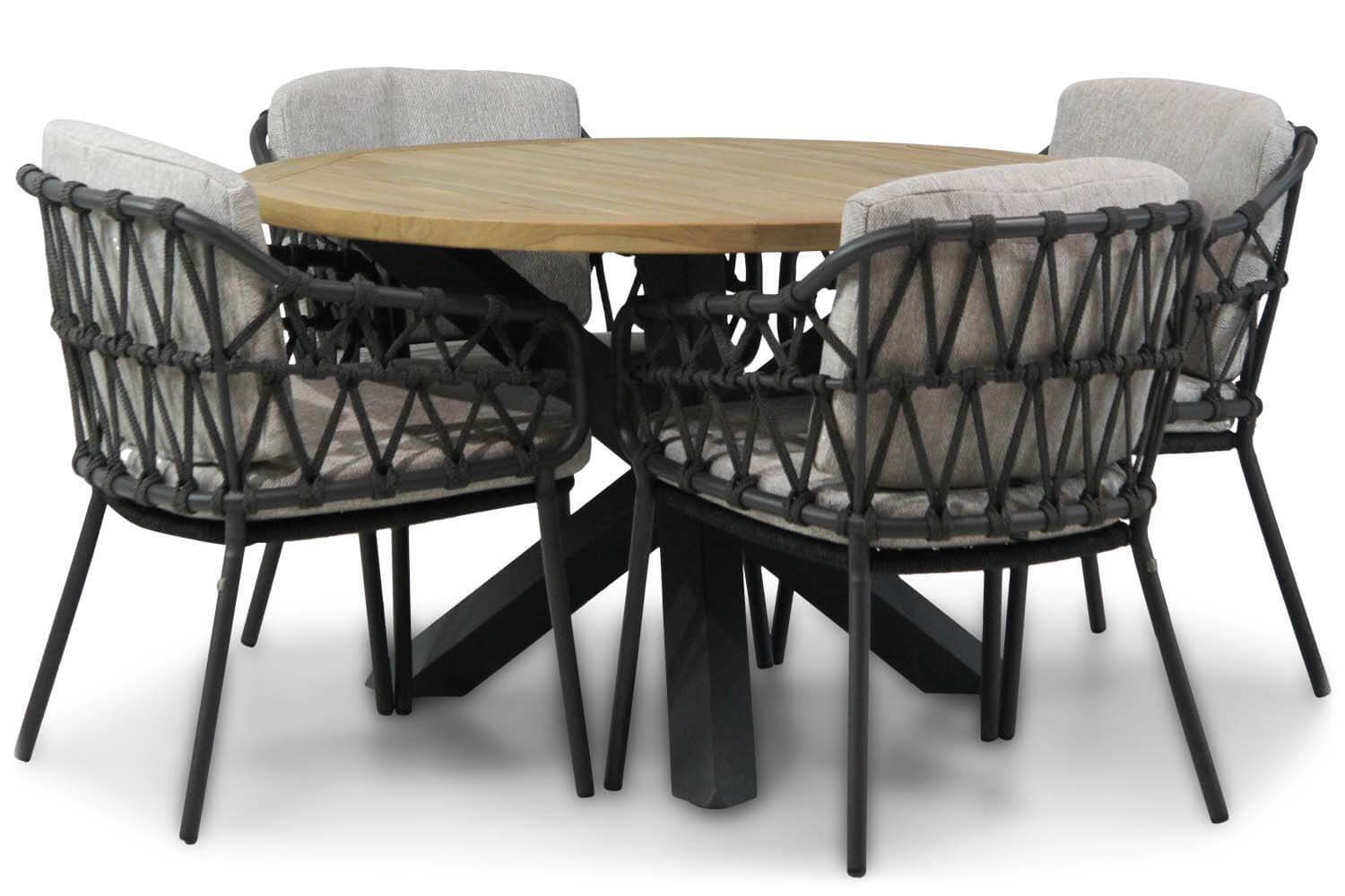 4 Seasons Calpi|Rockville 120 cm dining tuinset 5-delig - Grijs - 4