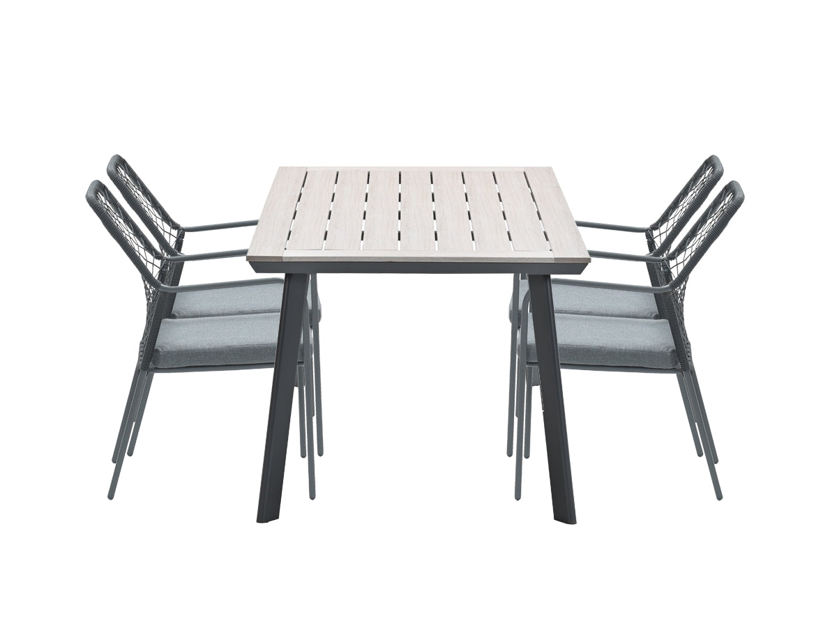 5-delige tuinset Dido tuinstoelen zwart - Vigo tafel