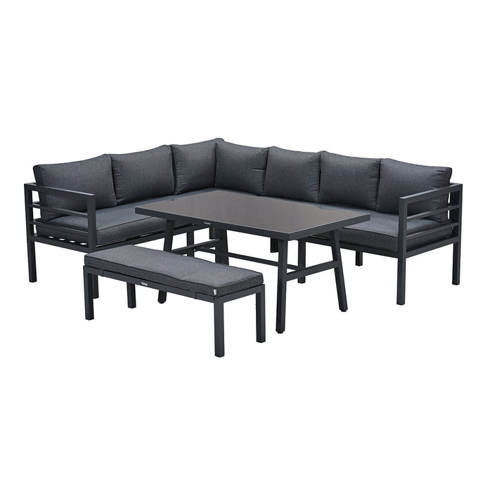 Bleco lounge-diningset - carbon black|reflex black - 7 personen