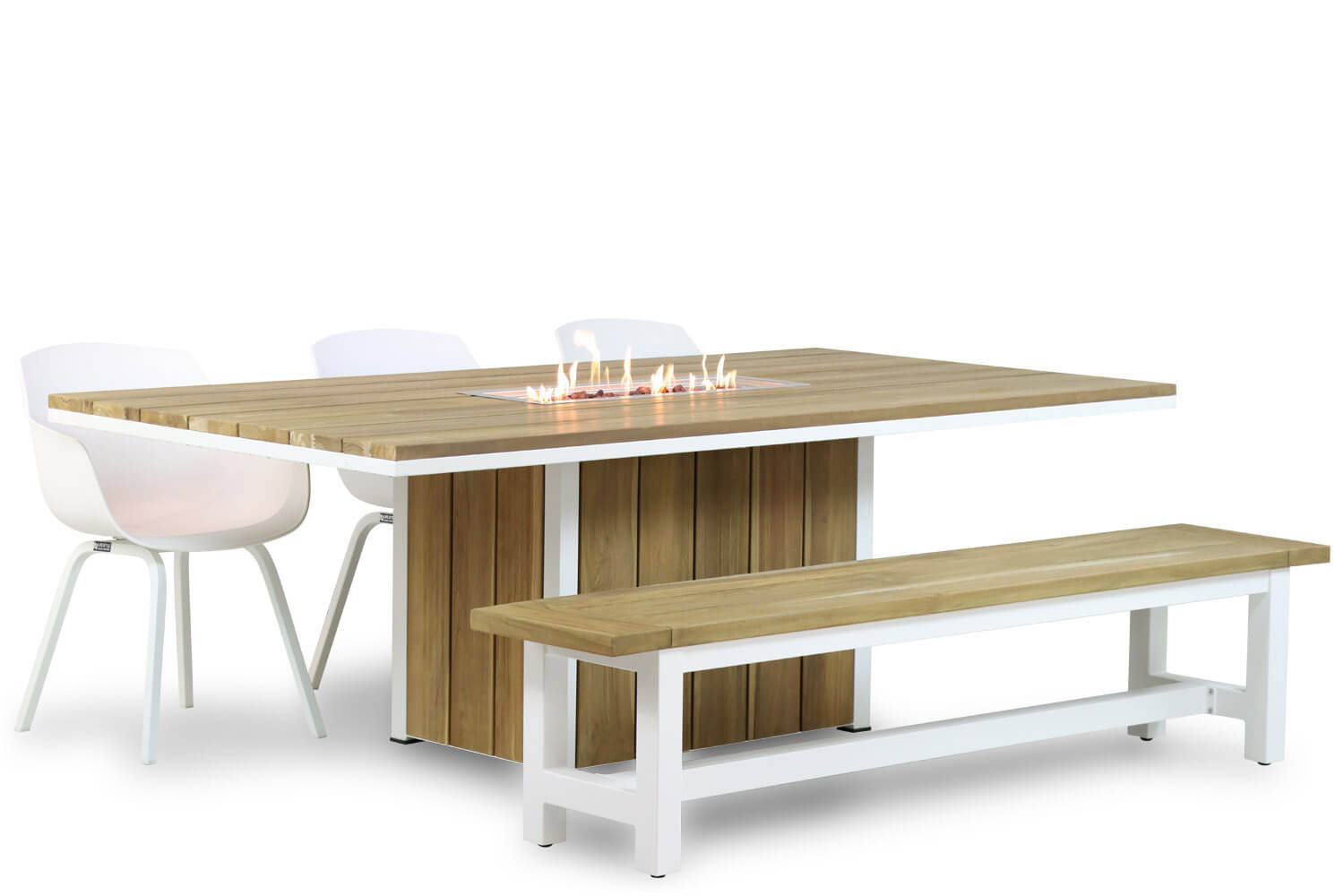 Lifestyle Garden FurnitureTuinsets met vuurtafel - Wit - 6